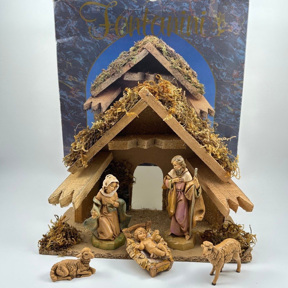 Fontanini Heirloom Nativity 5 Piece Set Roman 5" Figures 2 Goats 1992 Italy Vtg